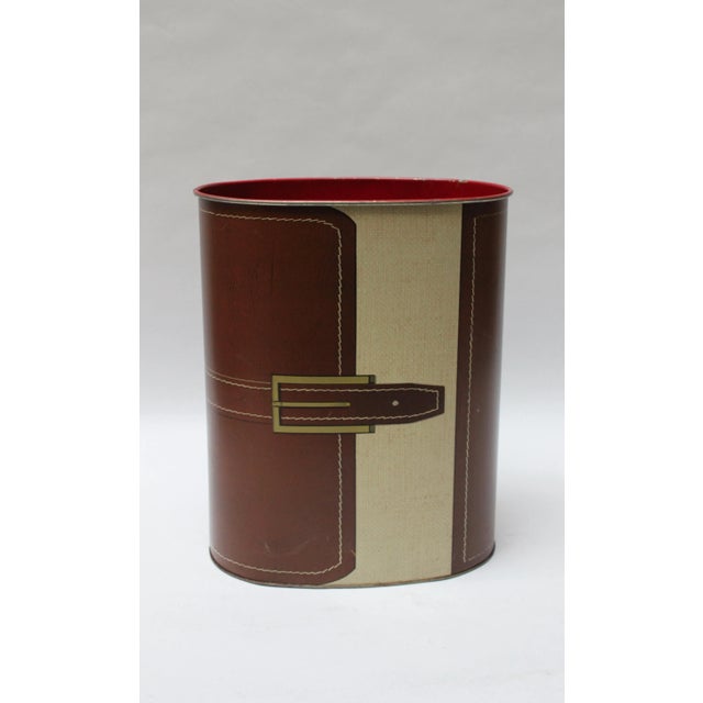 Mid-Century Modern Vintage Cheinco "Pocketbook" Tin Litho Wastebasket For Sale - Image 3 of 13