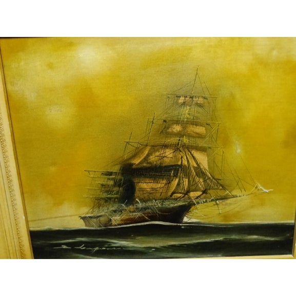 Contemporary 1960s Renato Longanesi Original Nautical Sign Painting (Custom Frame) For Sale - Image 3 of 5