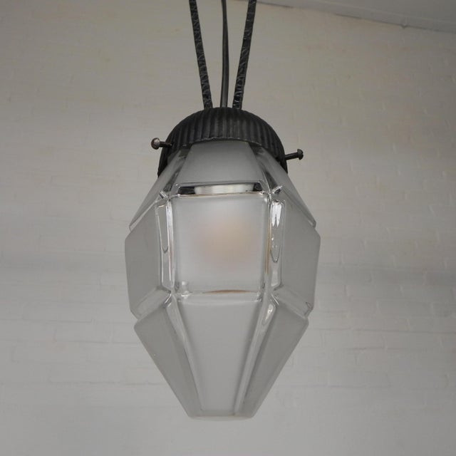 Art Deco Pendant Lamp with Hexagonal Glass Shade, 1930s For Sale - Image 15 of 16