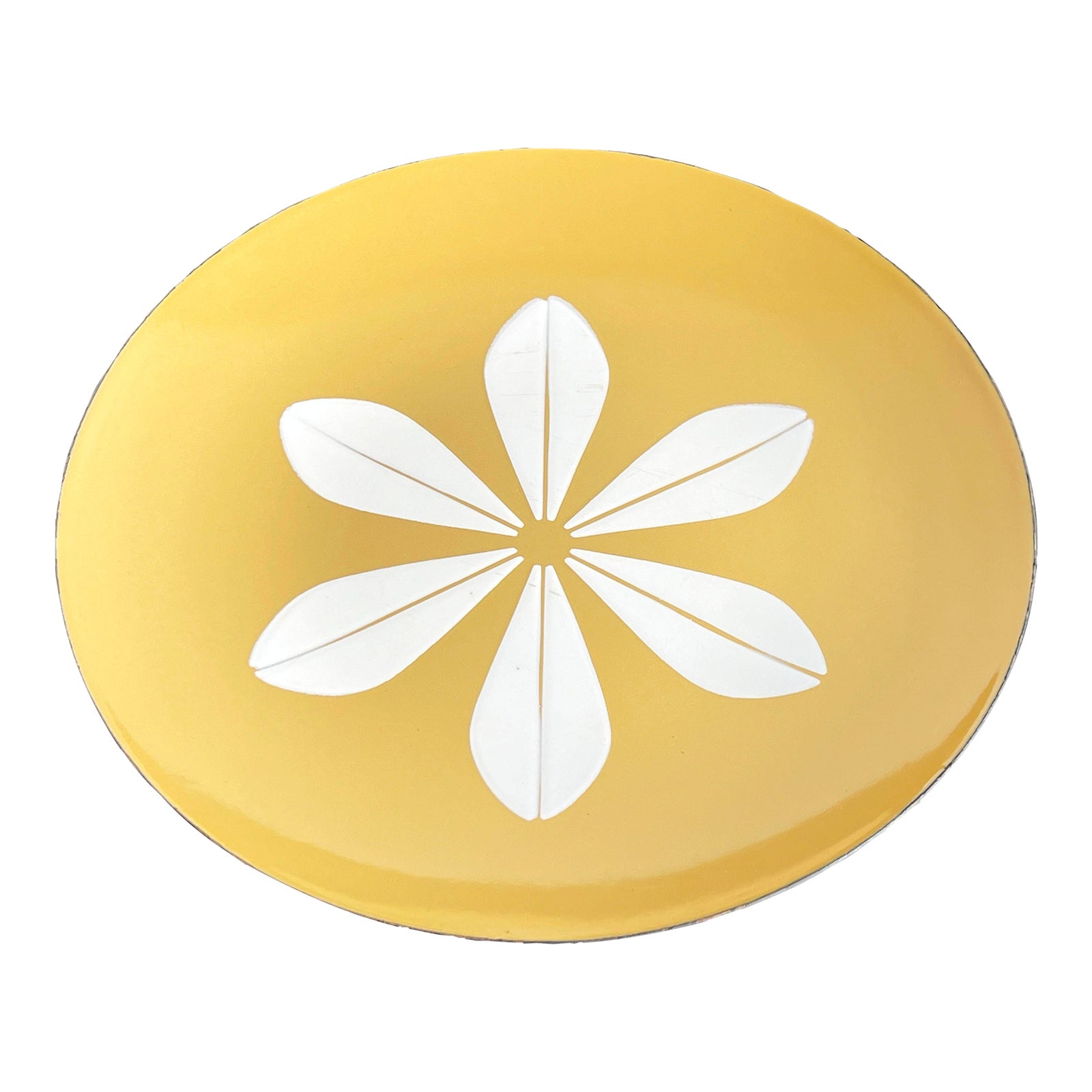 Vintage Mid Century Danish Modern Cathrineholm 12" Yellow Enamel Lotus Platter / Serving Dish