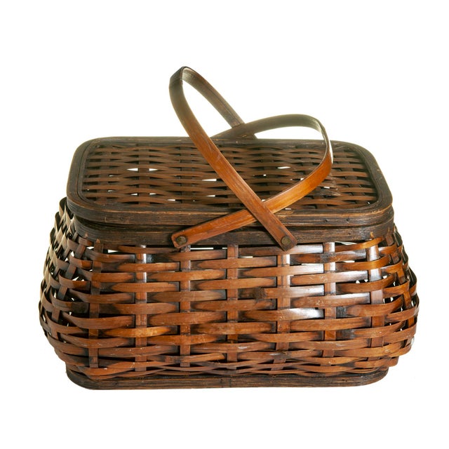 Vintage Japanese Bamboo Picnic Basket Chairish