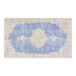 Vintage Turkish Hand Knotted Organic Wool Fine Weave Rug,5'5"X9'5" For Sale