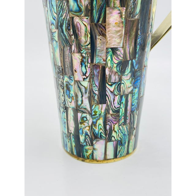 1960s Los Castillo Taxco Abalone Shell & Brass Pitcher, Mexican Modern For Sale - Image 18 of 18