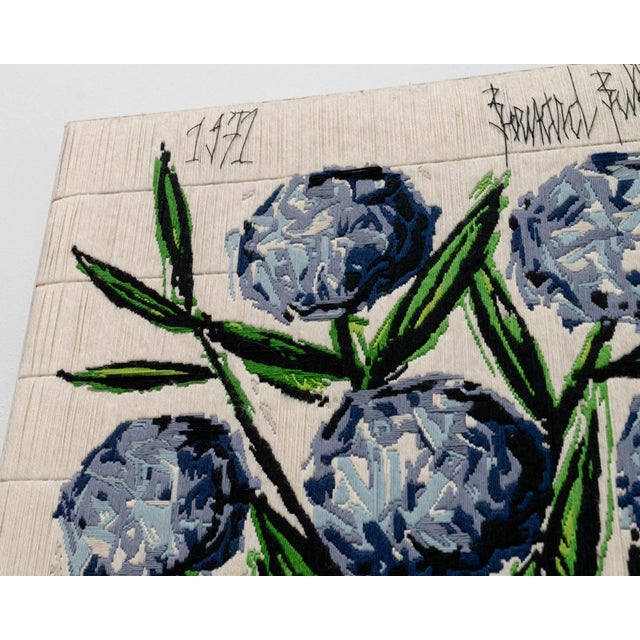 1970s Vintage Tapestry Canvas The Blue Hydrangeas by Bernard Buffet, 1971 For Sale - Image 5 of 8