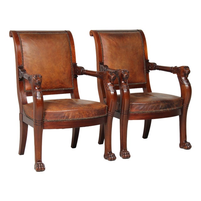 Empire Armchairs, 19th Century, Set of 2 For Sale