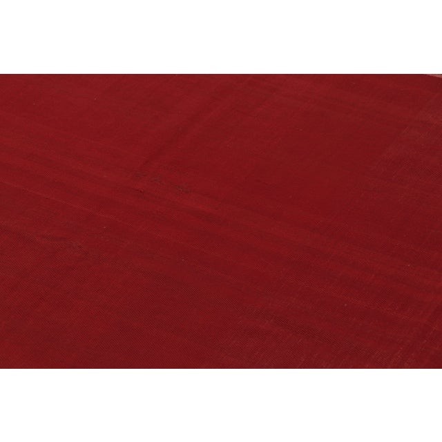Rug & Kilim Vintage Persian Kilim, Crimson Red Open Field With Vibrant Borders - Rug & Kilim For Sale - Image 4 of 8