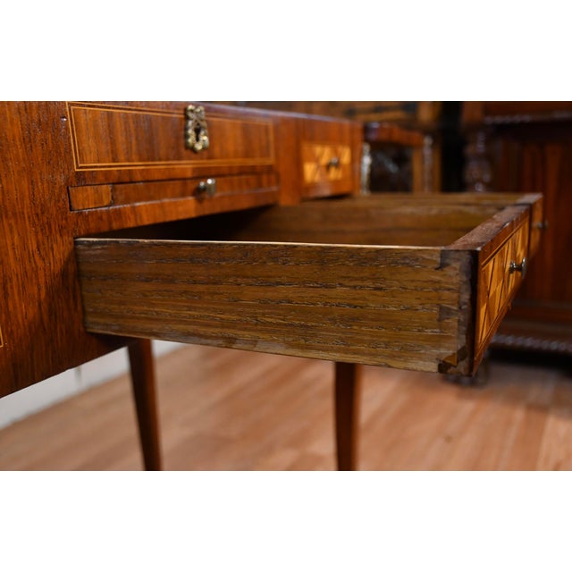 1890s Antique French Louis XV Walnut & Satinwood Coiffeuse Makeup Vanity Desk For Sale - Image 13 of 18