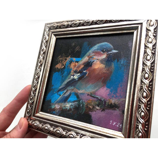 Bird Painting Original Impressionist Oil by Valeriya Serova, Framed For Sale - Image 11 of 11