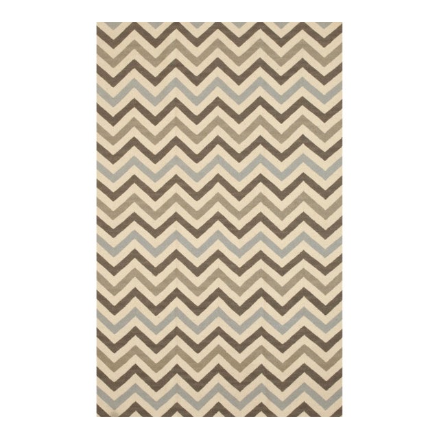 12x15 Multicolor Kilim Zig Zag Handcrafted Lush Multicolor Flatweave Wool Rug For Sale