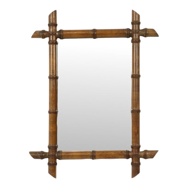 French Faux Bamboo Mirror in Wood, 1920s For Sale - Image 14 of 14