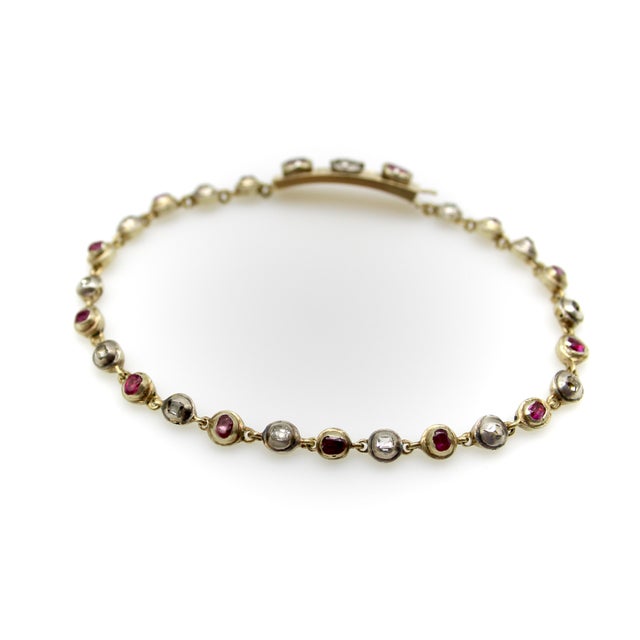 Late 18th Century Georgian 14k Gold Diamond Ruby Bracelet For Sale In Los Angeles - Image 6 of 11