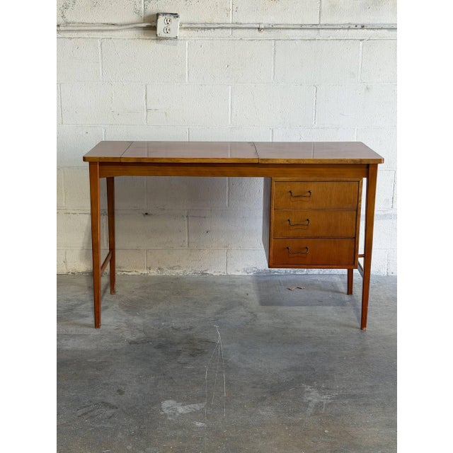 Mid-Century Modern Vintage Teak Vanity With 3 Drawers Flip-Up Mirror and Storage Denmark 1960s For Sale - Image 3 of 11