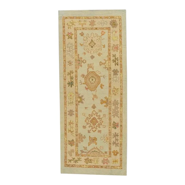Multicolor Handwoven Turkish Oushak Rug 2'10" X 6'11" For Sale