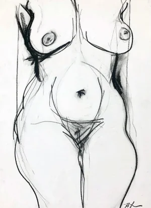 Body Torso I, Figurative Contemporary Charcoal Drawing