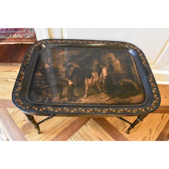 Traditional 19th-Century Lithograph on a Tin Tray Signed Helgoland For Sale - Image 3 of 5