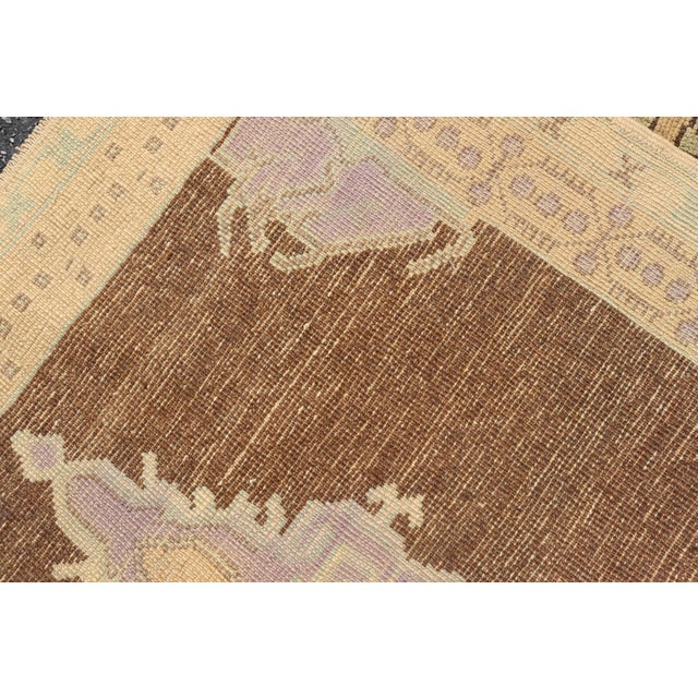 Vintage Turkish Oushak Rug, Brown Medallion With Taupe For Sale - Image 13 of 13
