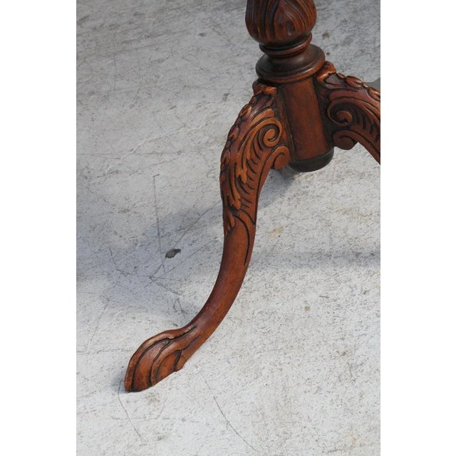Traditional Traditional Vintage Mahogany Carved Pie Crust Accent Table For Sale - Image 3 of 10