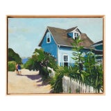 Mary Breneman, Blue House, Oil on Canvas, Framed For Sale