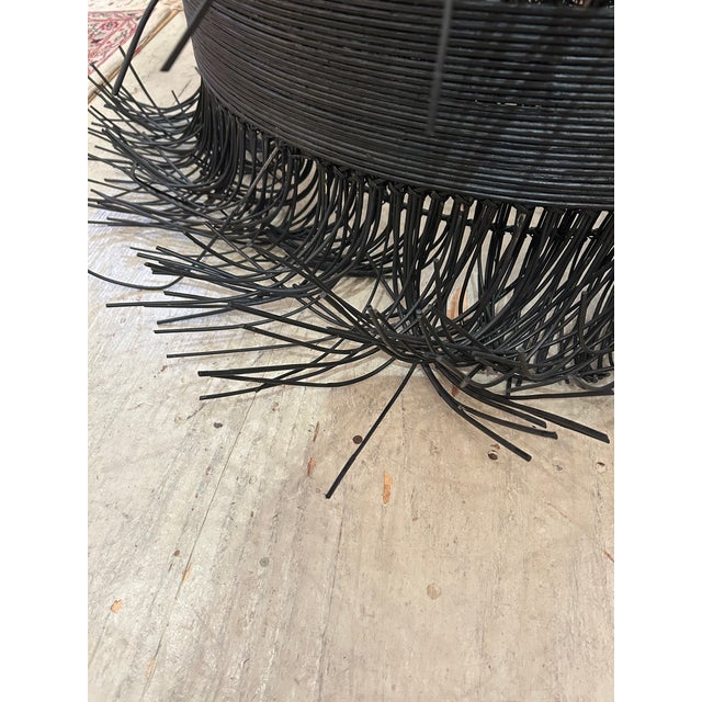 Contemporary Arteriors Filamento Black Rattan Chandelier For Sale - Image 3 of 10