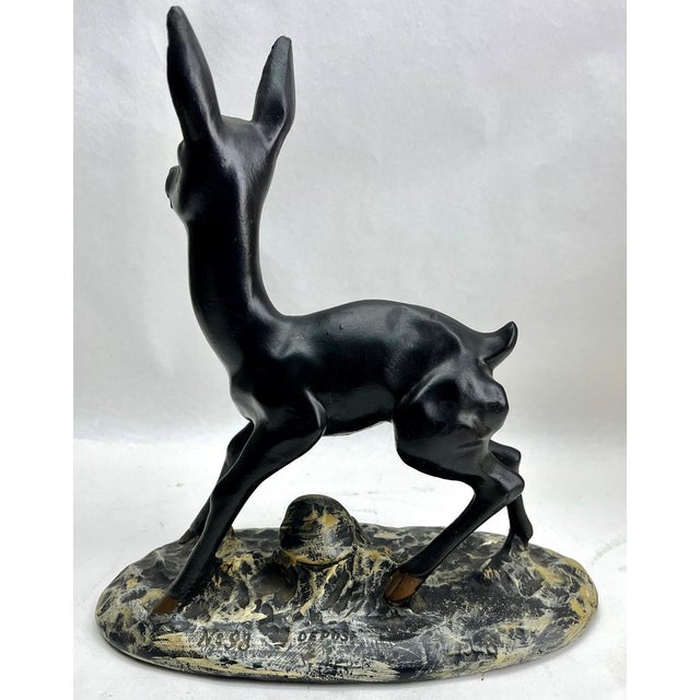 Signed: Depose No 98 J.B This stylish Bambi sculpture dates to the late 1930s and was Fabricated in France. The piece is...