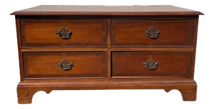 Vintage Console Media Cabinet Wood Entry Bench Mid Century Modern Storage