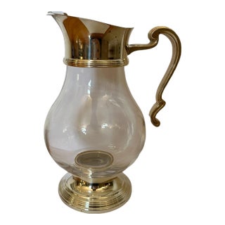 Vintage Christofle Crystal and Silverplate Water Pitcher With Box For Sale