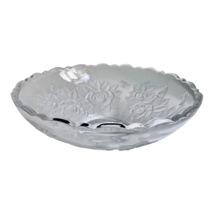 1990s Mikasa Studio Nova Frosted "Winter Rose" Centerpiece Bowl