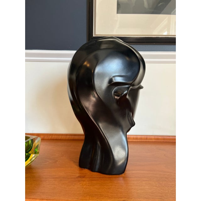 Art Deco Post Modern Art Deco Black Bust Harris Potteries For Sale - Image 3 of 10