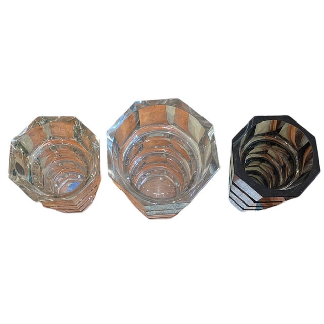 1930s Set of 3 Art Deco Cut Crystal Vases in the Manner of Josef Hoffmann for Moser. For Sale - Image 13 of 13