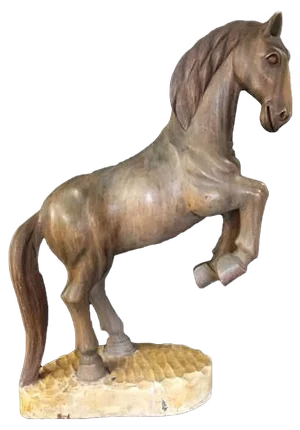 Walnut Wood Soaring Horse Sculpture