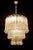 Aureliano Toso midcentury three-tier chandelier with dozens of ice color Murano art glass tubes. White painted original...