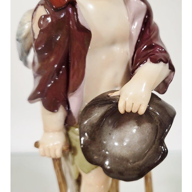 German 19th C Meissen Porcelain Winged Cupid Angel For Sale - Image 9 of 16