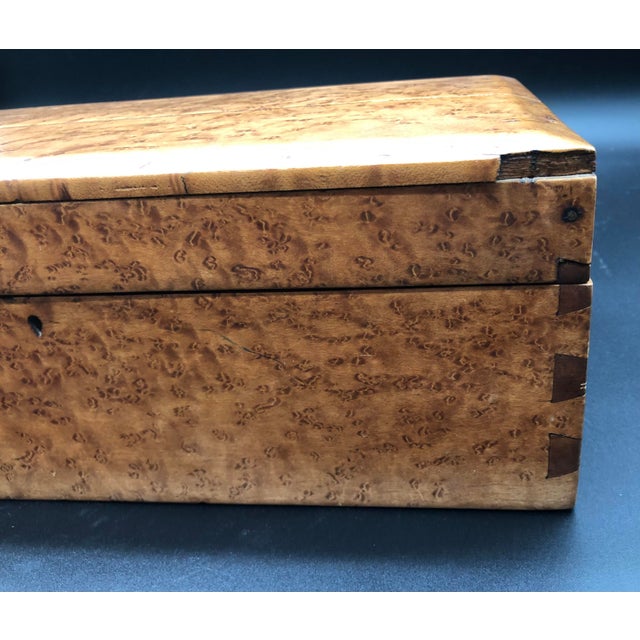 Wood 19 Century Birds Eye Maple American Wood Box, Hinged Lid For Sale - Image 7 of 17