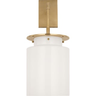 Ray Booth for Visual Comfort Signature Elias 23" Sconce in Antique-Burnished Brass with White Glass For Sale