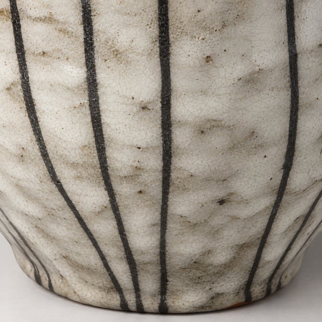 Mid 20th Century Vintage Striped Mid-Century Ceramic Vase, 9" X 8" For Sale - Image 5 of 5