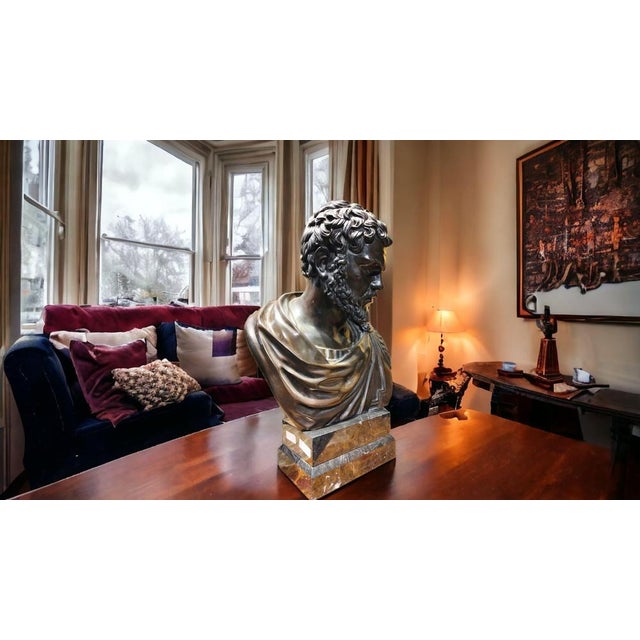 Large Roman Emperor Bust, Bronze, 19th Century For Sale - Image 14 of 17