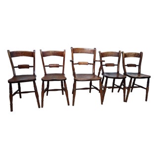 English Oxford Windsor Chairs, 1860s, Set of 5 For Sale