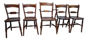English Oxford Windsor Chairs, 1860s, Set of 5