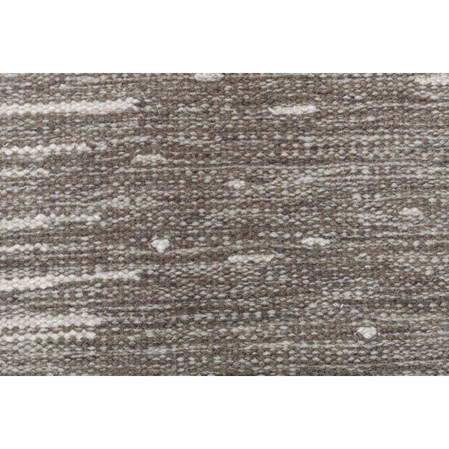 Textile Abstract Modern Striated Flatweave Rug In Taupe And Beige "Pluvial" For Sale - Image 7 of 8