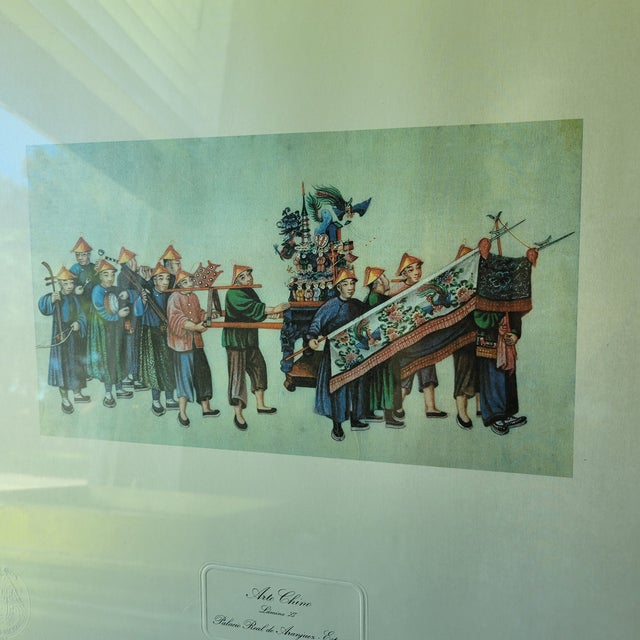 1970s Chinese Art Print in Bamboo Frame Litho Reproduction Stamped Sealed From Spain For Sale - Image 13 of 18