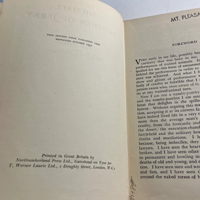 1952 Michael Brother of Jerry Jack London Book For Sale - Image 4 of 7