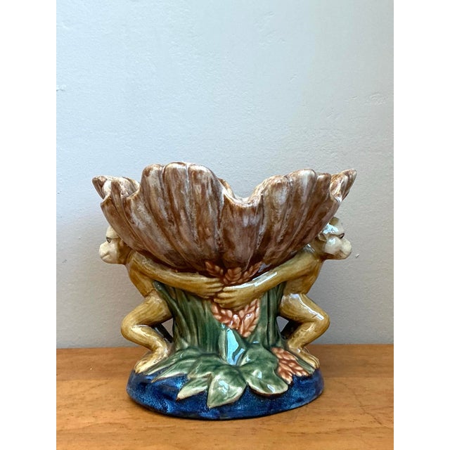 Vintage Boho Majolica Monkey Shell Bowl For Sale - Image 11 of 12