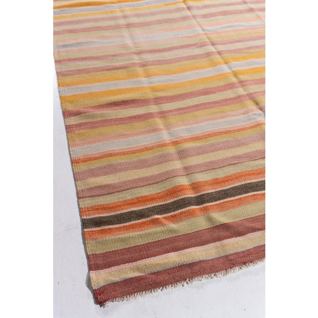 Vintage Circa 1940 Orange Turkish Kilim Flatweave Rug 5'7 X 8'6 For Sale In New York - Image 6 of 12