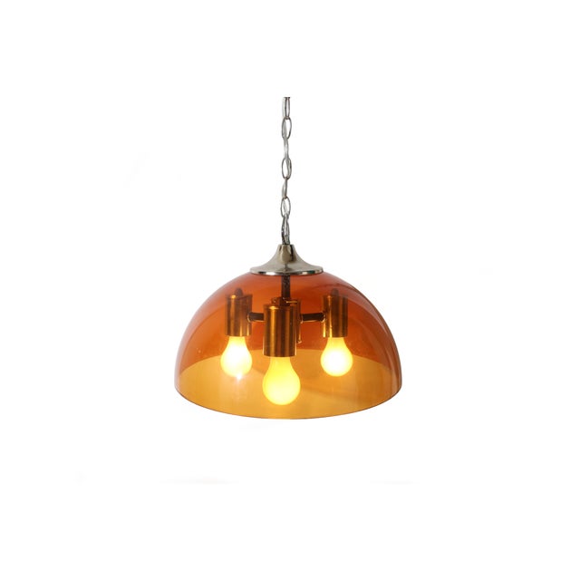 Mid-Century Modern 1970s Mid Century Modern Dome Hanging Swag Light for Ceiling - Rewired For Sale - Image 3 of 12