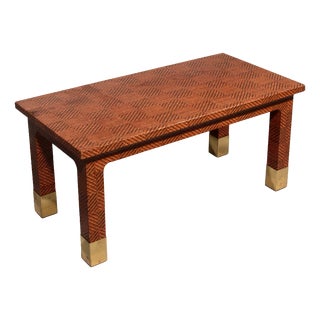 Rectangle Wood and Brass Coffee Table from Harrison Van Horn, 1970s For Sale