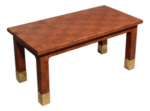Rectangle Wood and Brass Coffee Table from Harrison Van Horn, 1970s