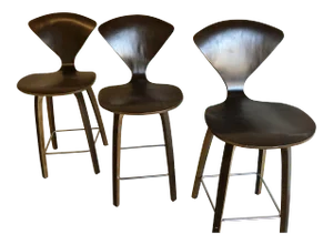 Modern Cherner Style Walnut Stool- Set of 3