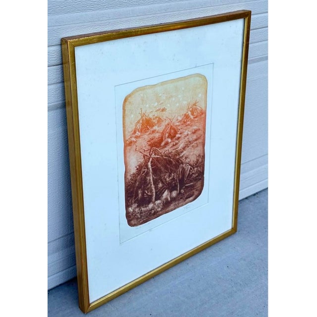 "Paiute Wikiup" Etching Roy Purcell Artist’s Proof Framed Native American For Sale - Image 15 of 16