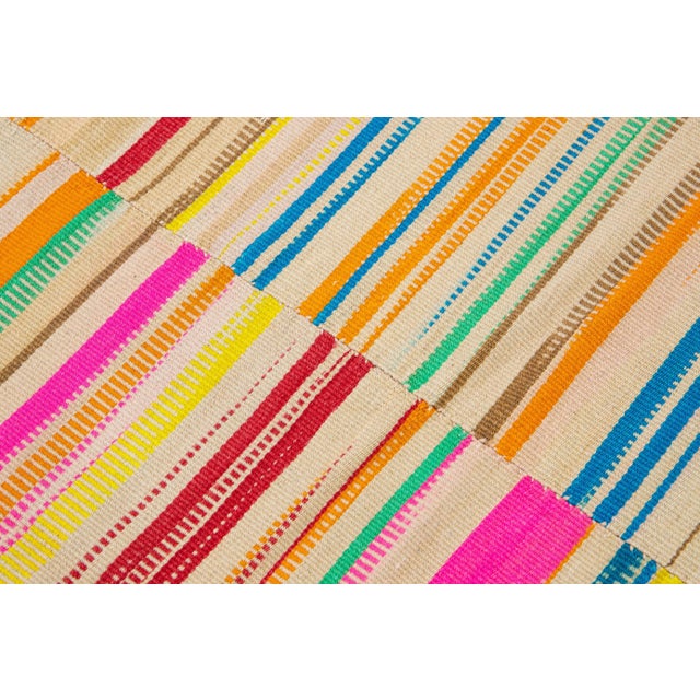 Textile Modern Flatweave Kilim Multicolor Handmade Abstract Wool Rug For Sale - Image 7 of 11