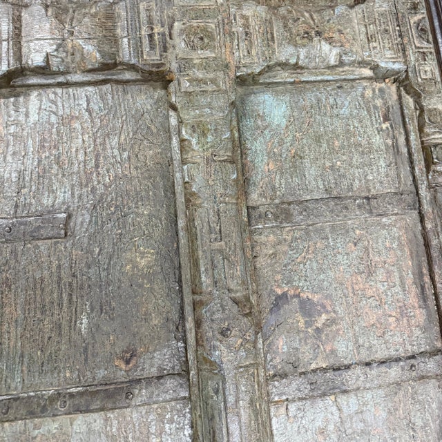 1960s Rustic Brown Solid Wood Repurposed Antique Door Coffee Table For Sale In Houston - Image 6 of 6
